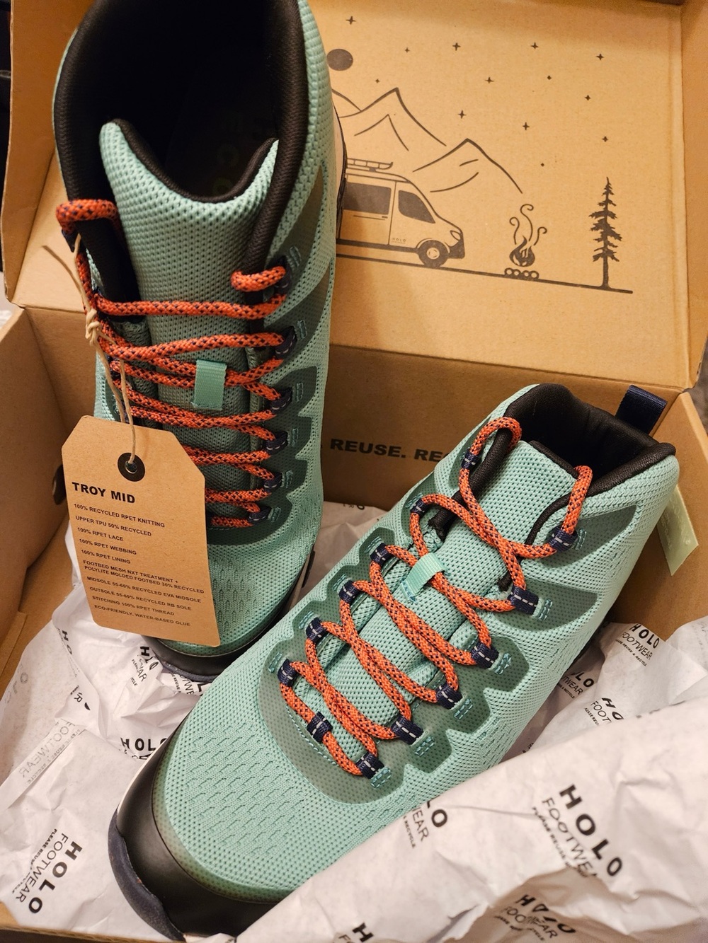 Troy Mid Men’s Athletic Shoes - Mint with Orange Laces